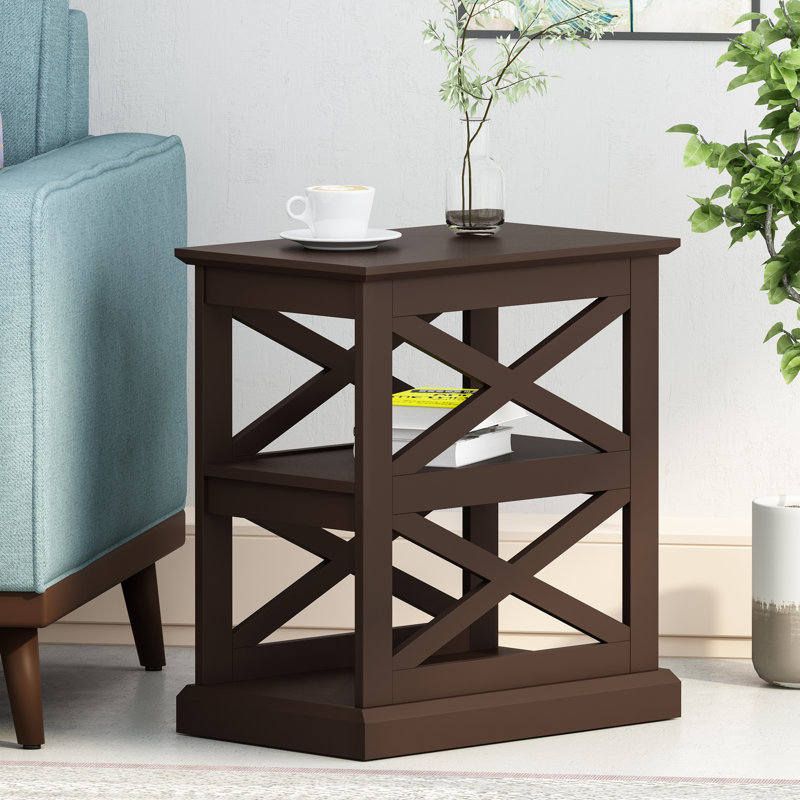 Table de bout avec tablette Broaden, Noyer foncé
