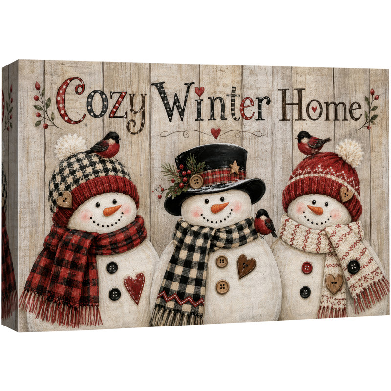 Cozy Winter, bonhomme de neige, œuvre d'art familiale, H 16 po x l 24 po x P 1,5 po, Toile tendue