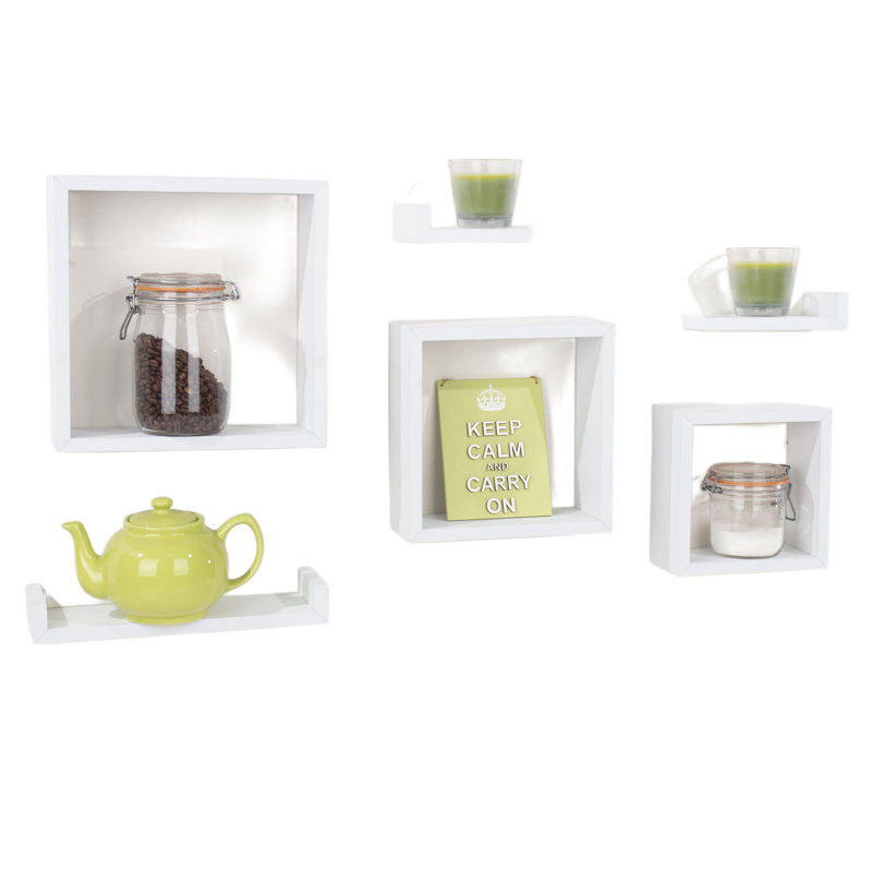 Hudson Shelf Kits, 6 Piece Wall Shelf Pack, White