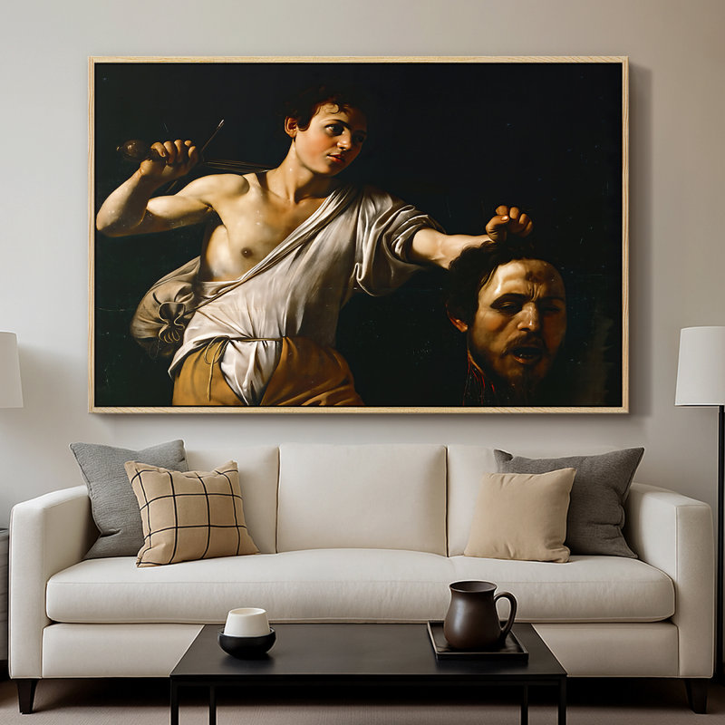 David avec la tête de Goliath (version de Vienne), v. 1607 - Toile tendue avec châssis Caravaggio, 26 x 40, Naturel