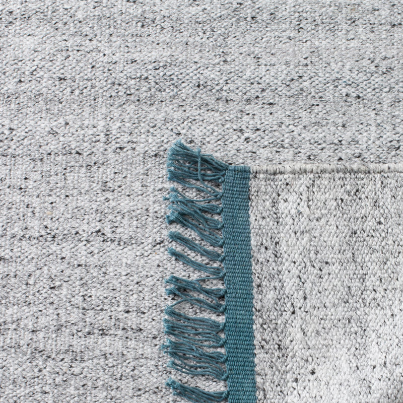 Grice Hand Woven Viscose/Cotton Solid Color Rug in Gray/Blue, Rectangle 5' x 8'