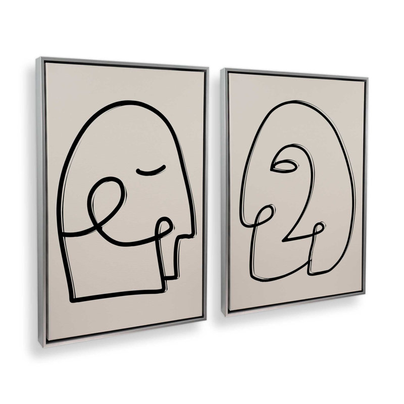 «Mindful Gaze», 2 pièces sur toile, Cadre en chrome poli, H 36,75 po x l 24,75 po x P 1,75 po