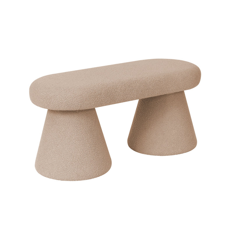 Banc rembourré en polyester Hishaam, Beige