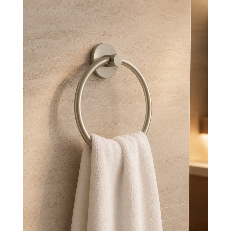 Anneau à serviettes mural rond - Support à serviettes pour salle de bain ou salle de bain, Nickel