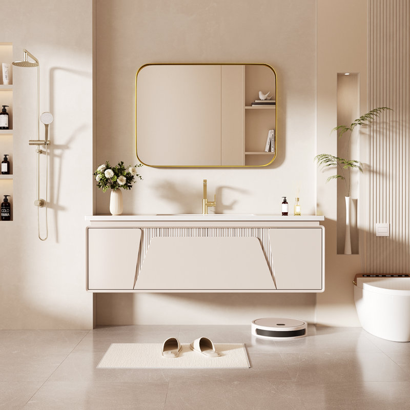 Cozy Design Tempered Glass Framed Wall-Mounted Bathroom Vanity Mirror, 30" x 22", Gold, Rectangle