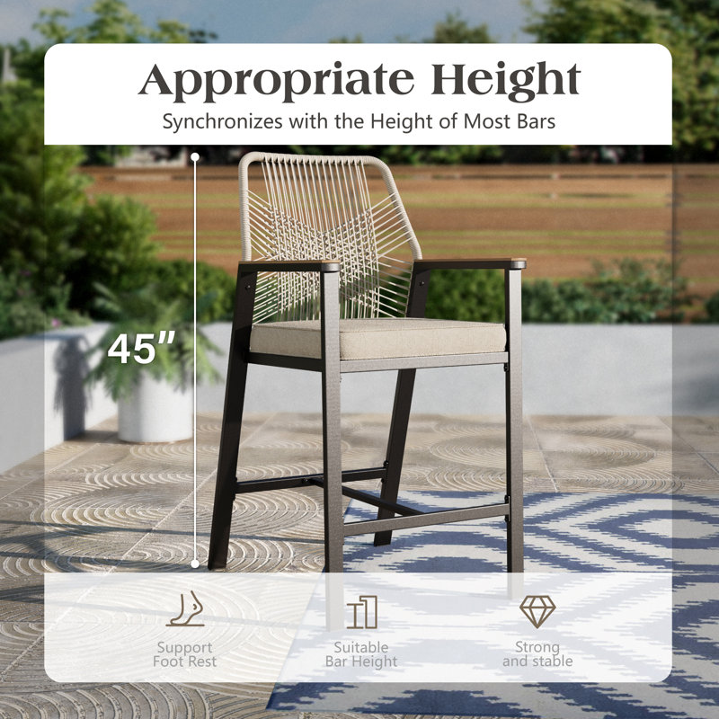 Tabouret de bar de patio avec coussin, 6