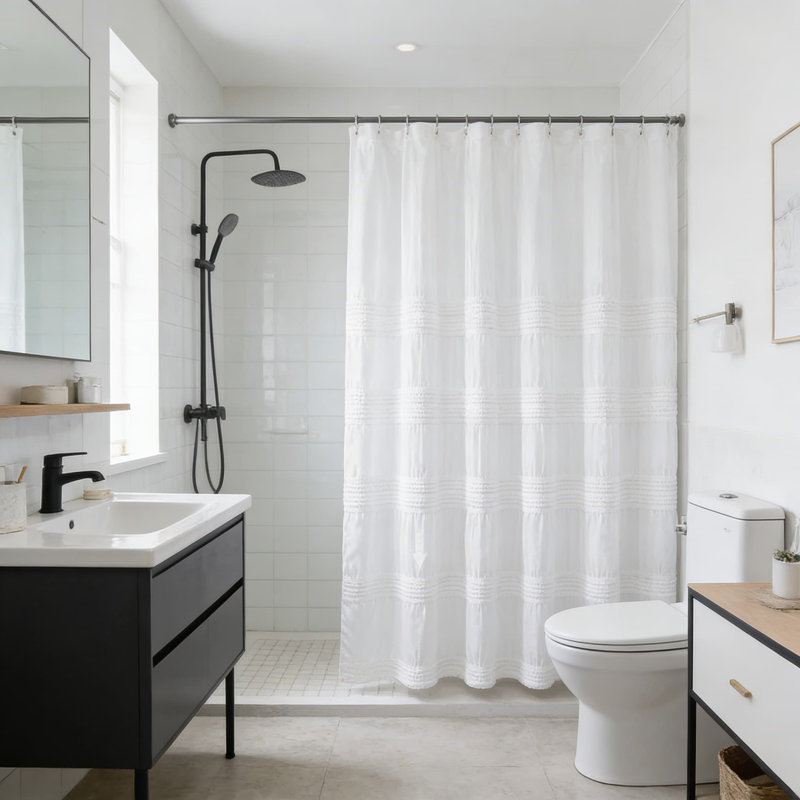 Rideau de douche Farmhouse, Blanc