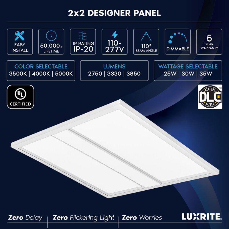 Dimmable Troffer Ceiling Light, 23.74" H x 23.74" W x 1.74" D