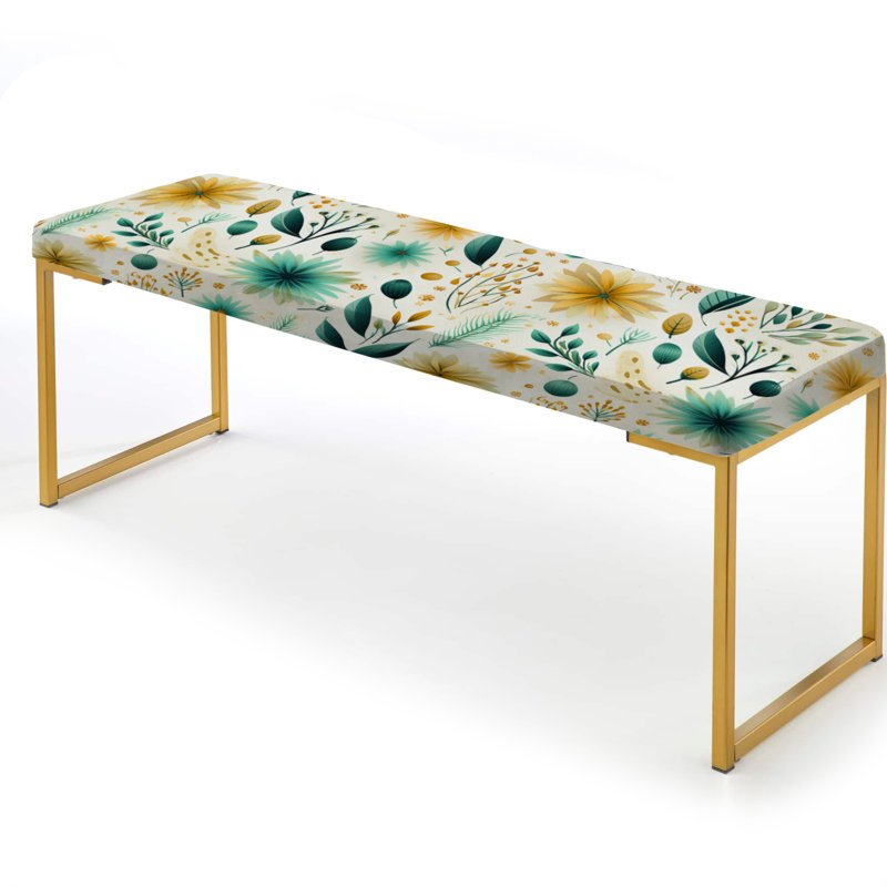 Botanical Bohemian Dream - motif vert - banc rembourré botanique doré