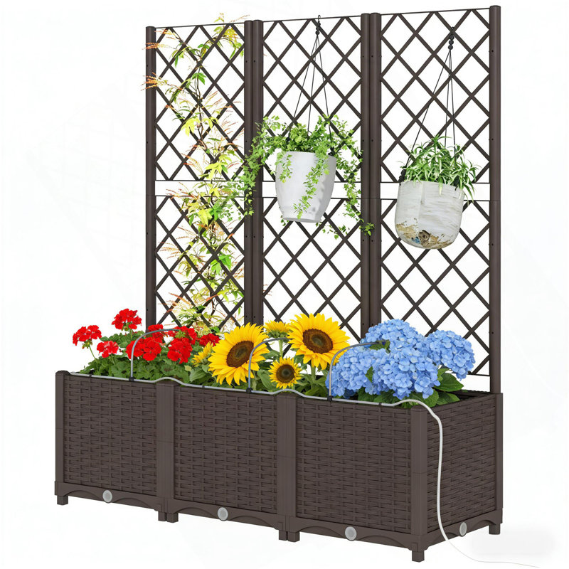 Boîte à fleurs d'extérieur, lit de jardin surélevé pratique à arrosage automatique
