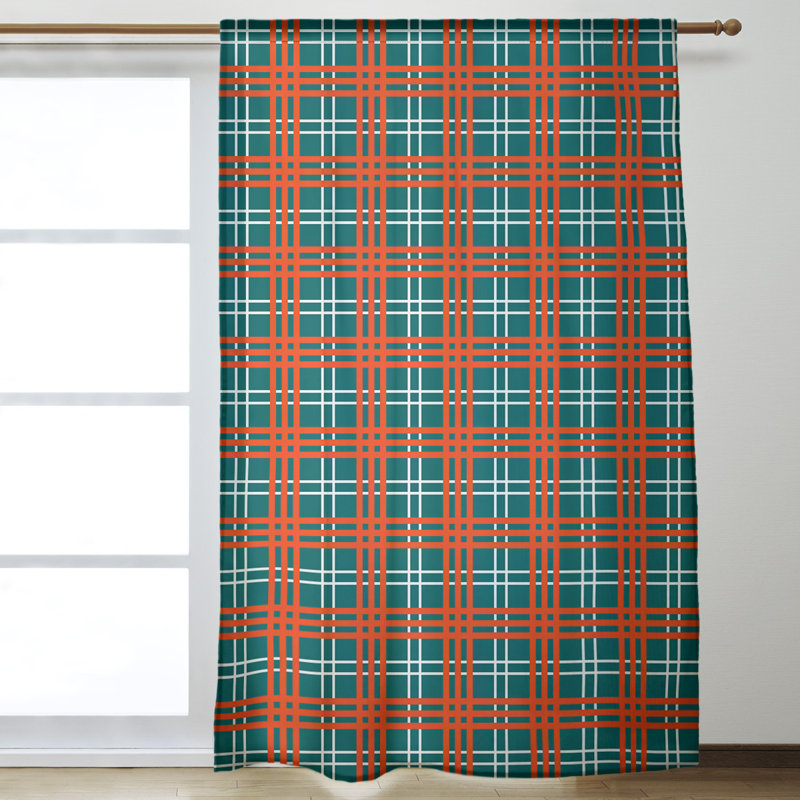 Room Darkening Curtain Single Panel, Teal/Orange/White