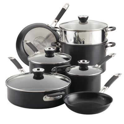 Anolon SmartStack Hard Anodized Nonstick Induction Nesting Cookware Pots and Pans Set, 11 Piece