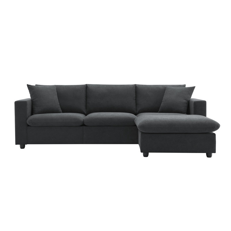 Canapé modulaire en L avec tissu convertible 4 pièces, Black