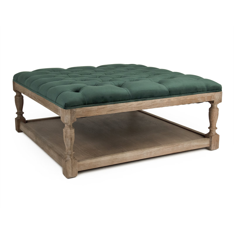 Square Ottoman, Green, Brown