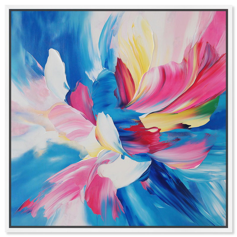 Art Remedy, toile abstraite colorée, tourbillon fantaisiste, Reproduction encadrée sans passe-partout, Blanc
