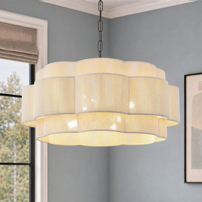 23.2" 6-Light Scalloped Rope Tiered Chandelier