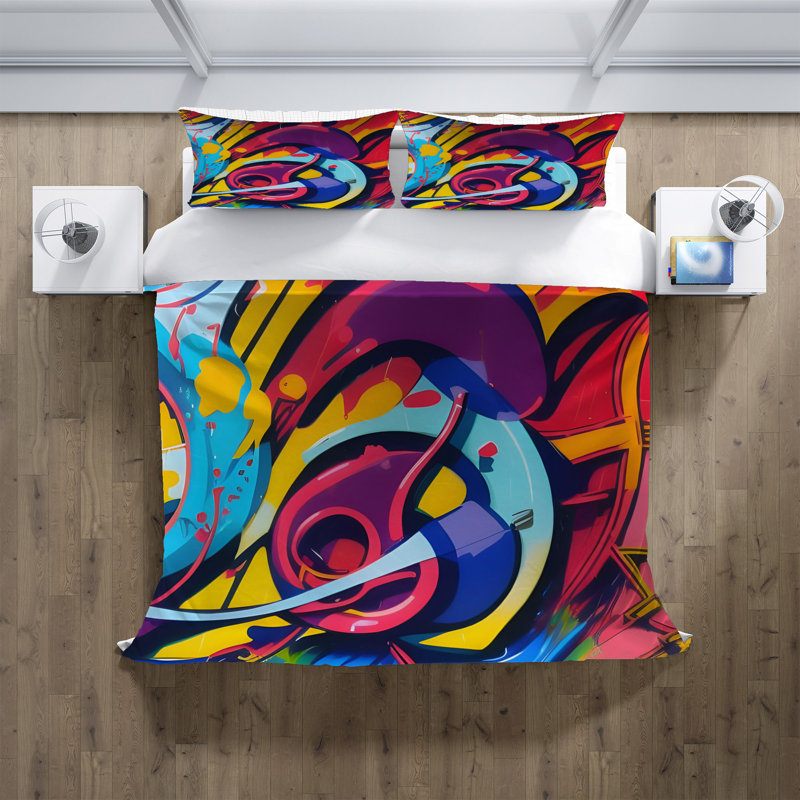 Polyester Abstract Duvet Cover, Queen Duvet Cover + 2 Queen Shams