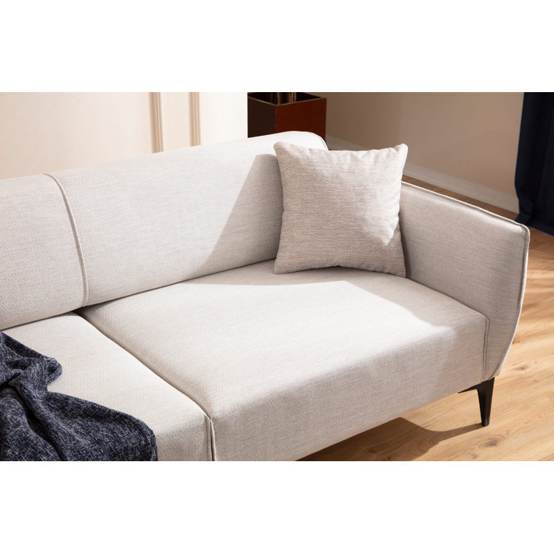 Canapé recouvert, 100% polyester blanc cassé, H 67 cm x l 220 cm x P 95 cm