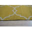 Tapis jaune en polyester noué à la main à motif treillis transitionnel Sung