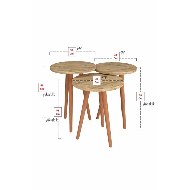 Table gigogne (3 pièces), Natural