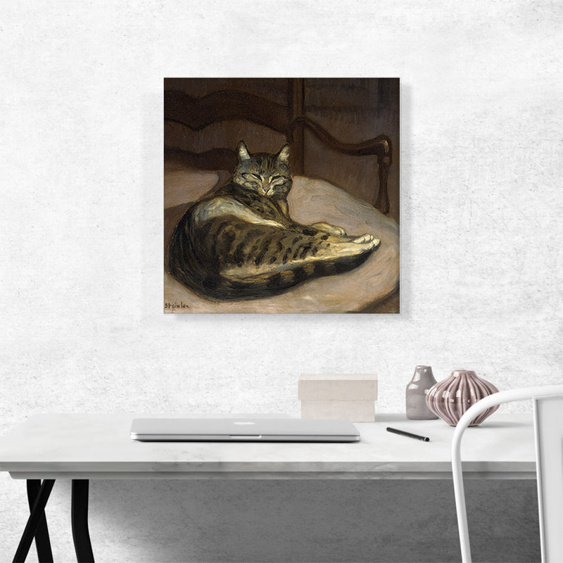 «Chat sur une chaise 1900» par Theophile Steinlen, reproduction d'art sur toile tendue, H 18 po x l 18 po x 1,5 po
