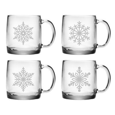 Ensemble de 4 tasses à café Borah Snowflakes