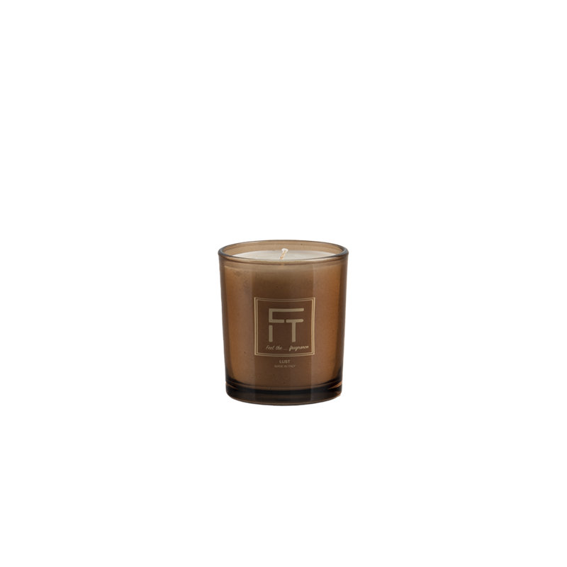 Lust Scented Designer Candle with Glass Holder, 10cm H x 8cm W x 8cm D