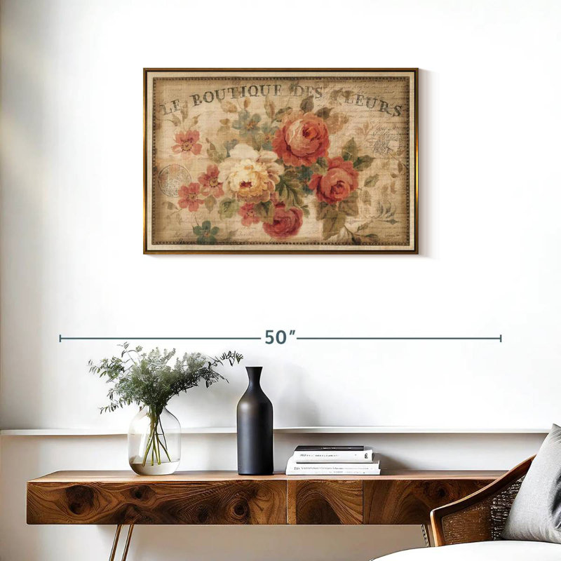Fleurs parisiennes III, Cadre flottant doré, 31 po x 21 po