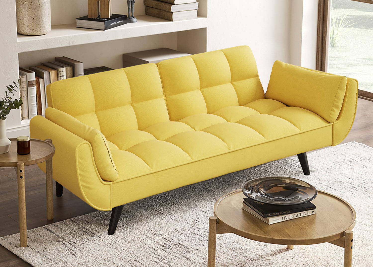 Ebern Designs Jale 74'' Velvet Convertible Sofa | Wayfair