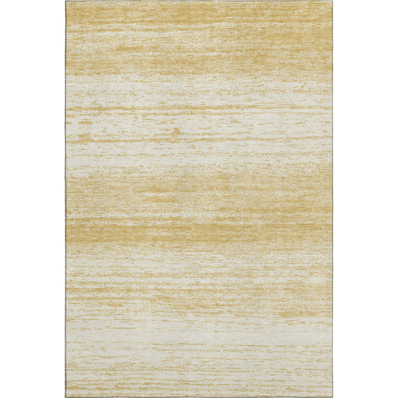 Tapis doré Prisco lavable à la machine de qualité supérieure, Rectangulaire 3 pi x 5 pi
