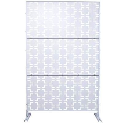 76" H48" W White Metal Privacy Screen - For Patio, Deck, Balcony, Outdoor & Indoor Use, , Rust-, Elegant Decorative Fence Balcony Privacy, Build, Rust Fade ,