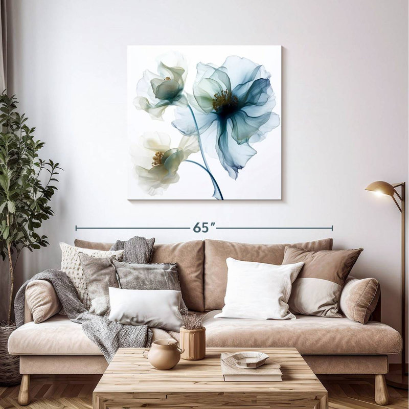 Harnek translucide fleurs de pavot bleues I, H 39 po x l 39 po