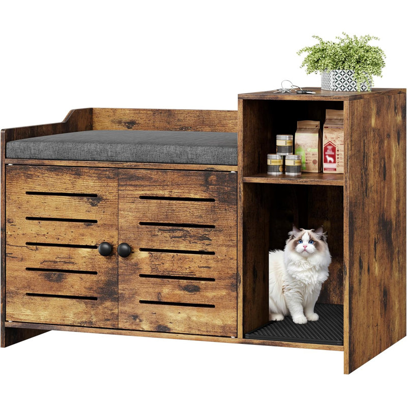 Enceinte cachée pour litière pour chat, Brun