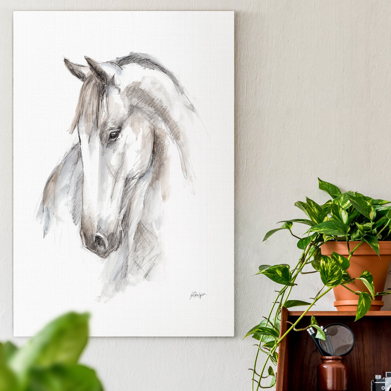 « Watercolor Equine Study II », reproduction d’art sur toile tendue, H 12 po x l 8 po x P 1,5 po