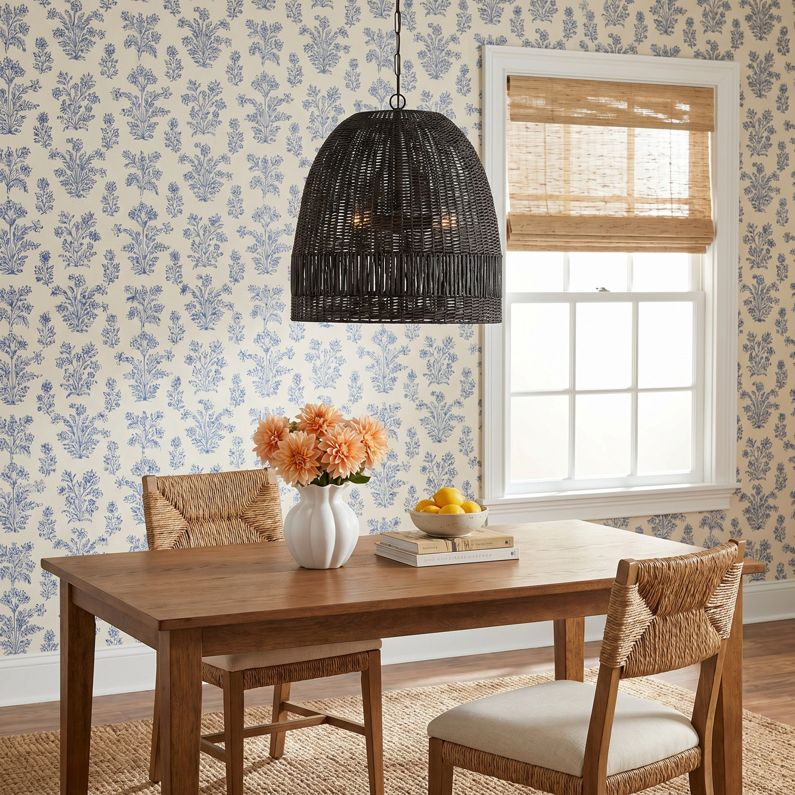 3 Light Rattan Dimmable Pendant