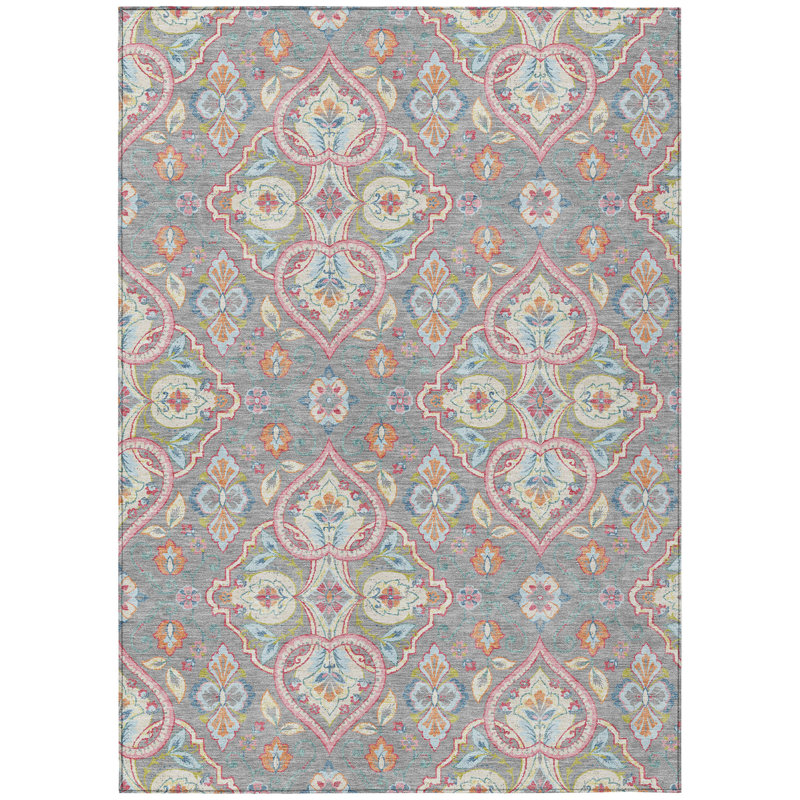Machine Washable Indoor/Outdoor Husby ACN2207 Bohemian Rug, Rectangle 9' x 12'