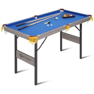 48" Folding Billiard Table, Portable Pool Table Indoor Arcade Game Set with Cues, Triangle, Chalk, Brush 