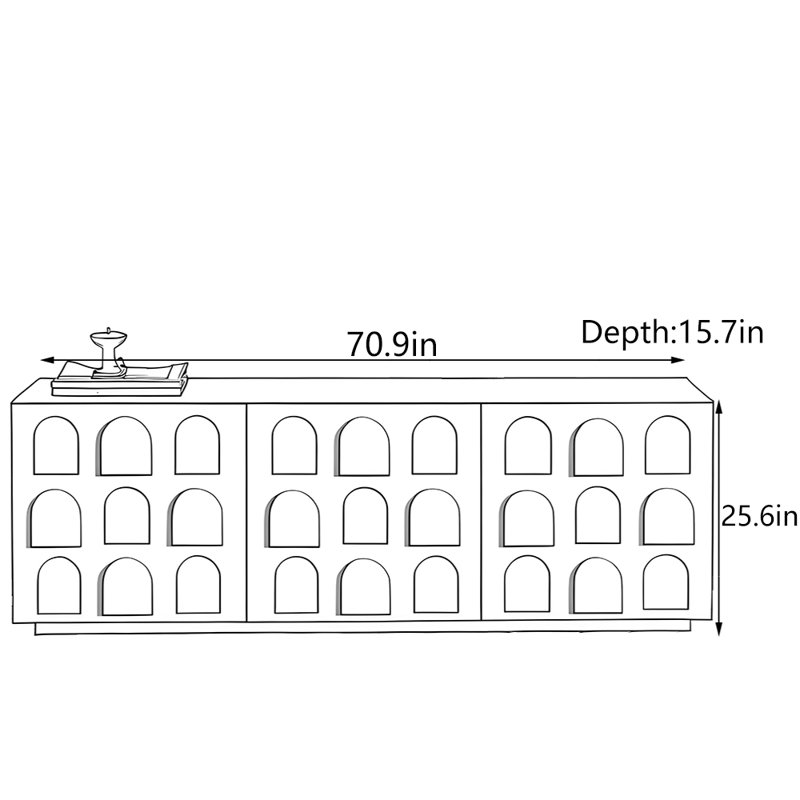 Armoire d'entrée Nordic Minimalist, H 25,6 po x l 70,9 po x P 15,7 po 