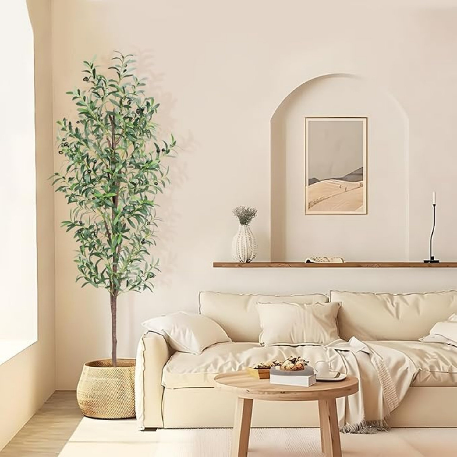 Primrue Artificial Olive Tree, 6FT Tall Faux Olive Trees 72In Outdoor ...