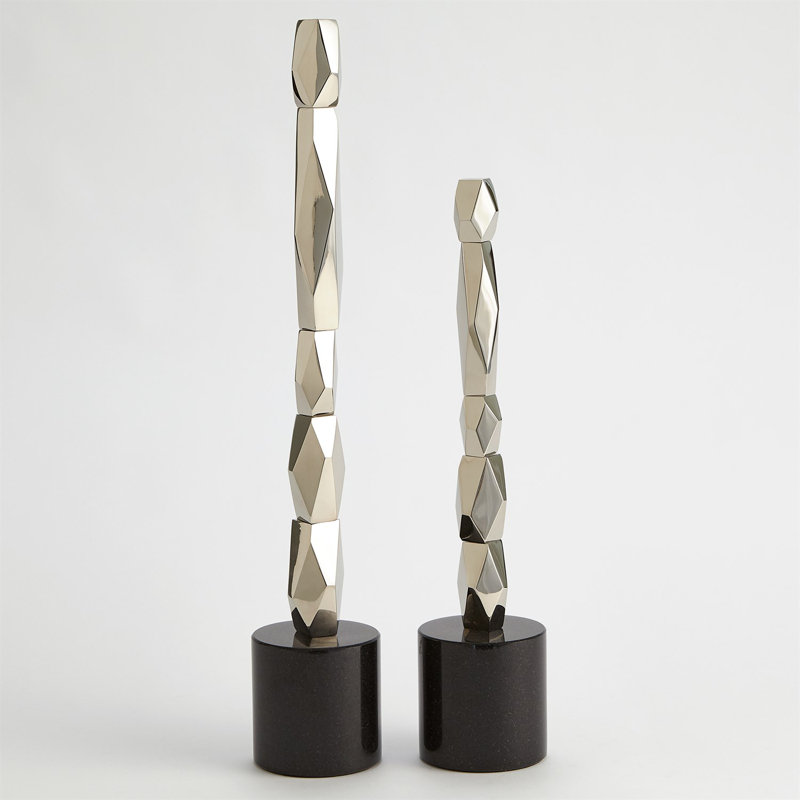 Facet Block Sculpture, Nickel, 22.5" H x 5.5" W x 5.5" D