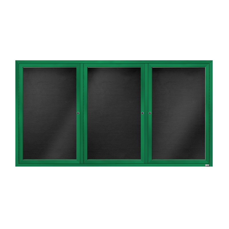 Tableau d'affichage mural fermé pour armoire d'annuaire, Vert thermolaqué, Trois, H 36 po x l 72 po