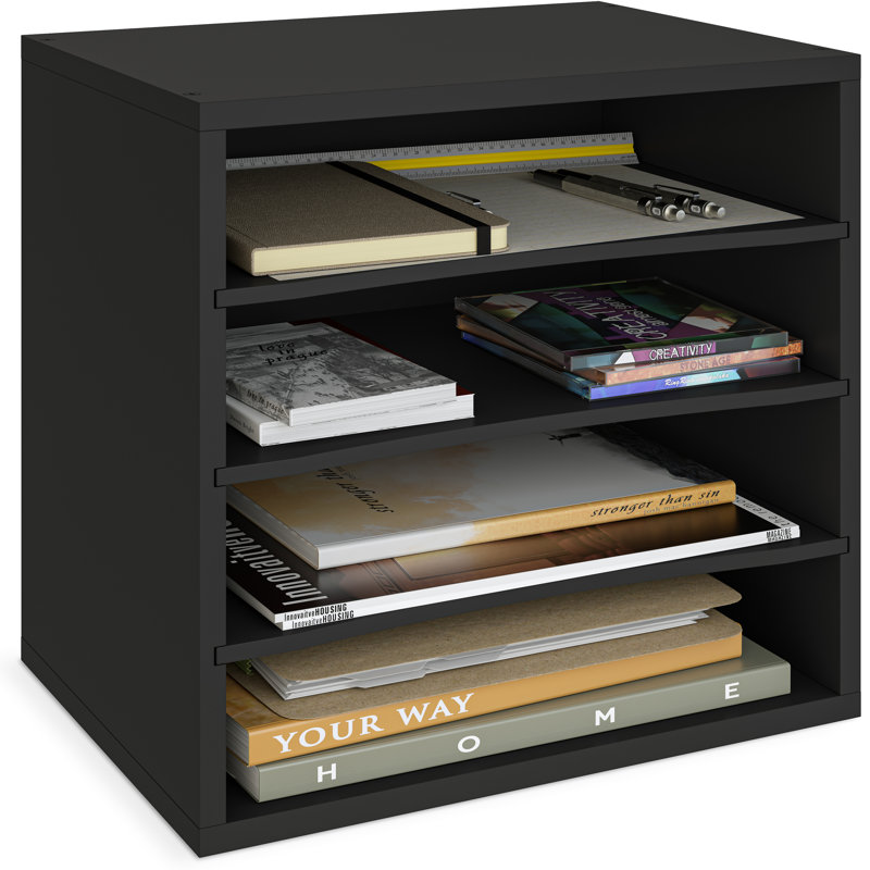 Ballucci Black Wood 4-Tier Adjustable Paper Organizer