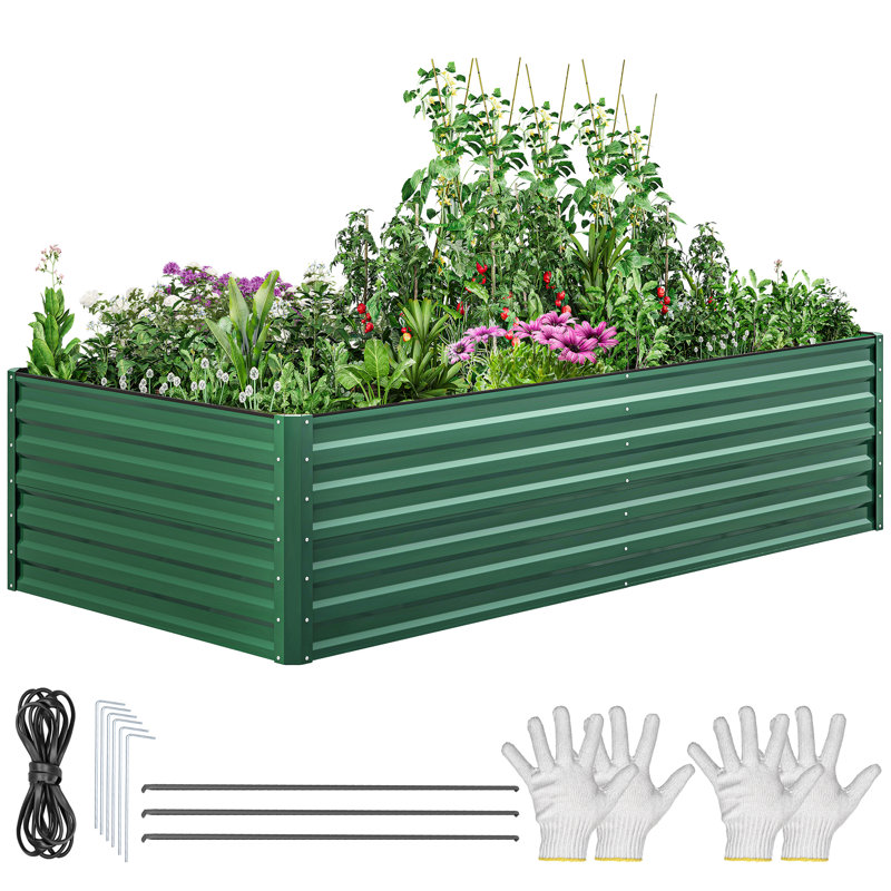 Lit de jardin surélevé en métal vert, H 24 po x l 96 po x P 48 po