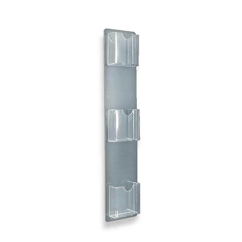Three-Pocket Vertical Wall Mount Brochure Holder. Inside Dimension: 4.125"W, 2-Pack