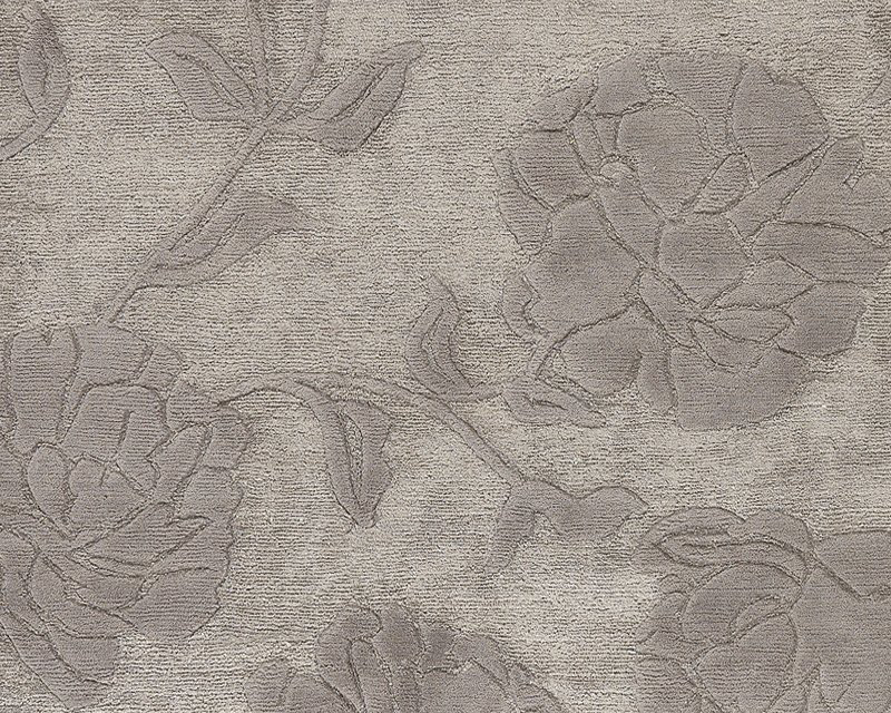 Peony Floral Area Rug in Silver/Gray, Rectangle 2' x 3'