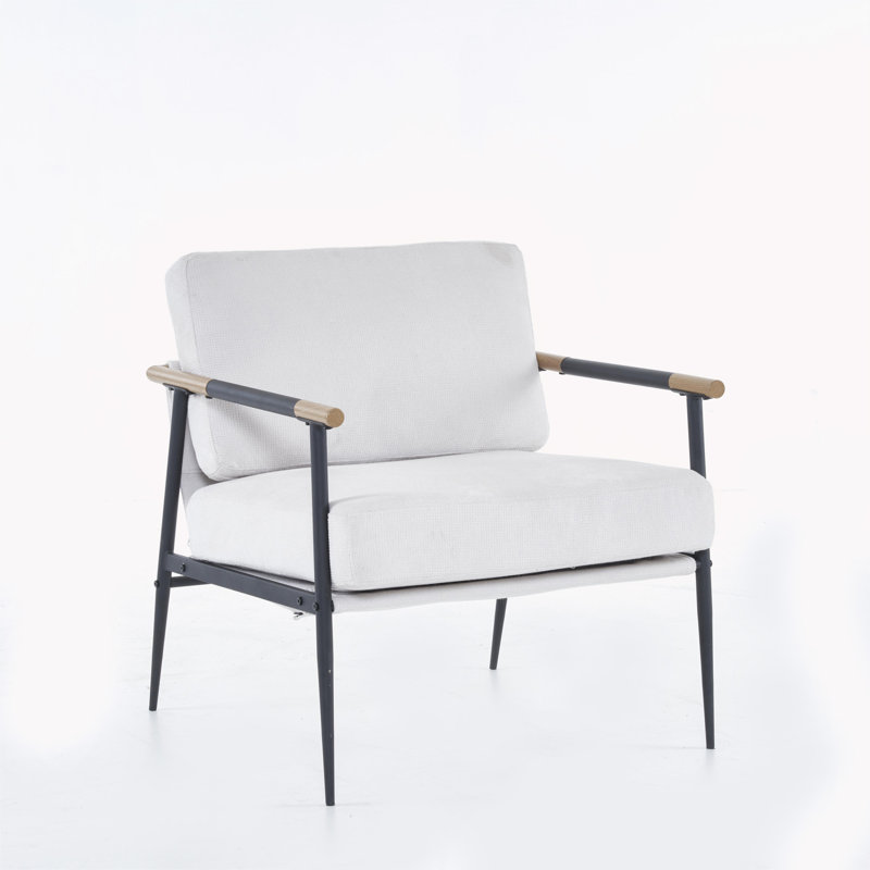 Chenille Upholstered Lounge Chair with Sturdy Metal Frame, Plush Comfort Modern Living Room Accent Chair, Armrest Design & Durable Construction