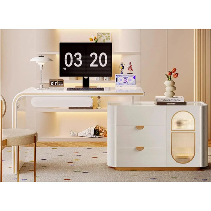 Ashtrid Executive Desk, Left Hand Facing, White