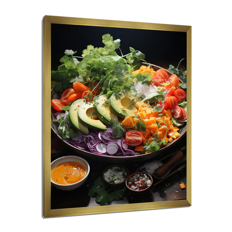 Végétarien, cuisine I - légumes, art mural, H 40 po x l 30 po x P 1,5 po, Cadre doré simple