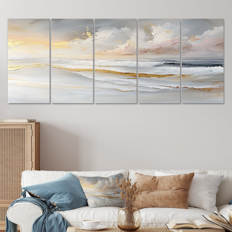 Azuriah - art mural plage - art mural nautique pour le salon, H 28 po x l 60 po, 5