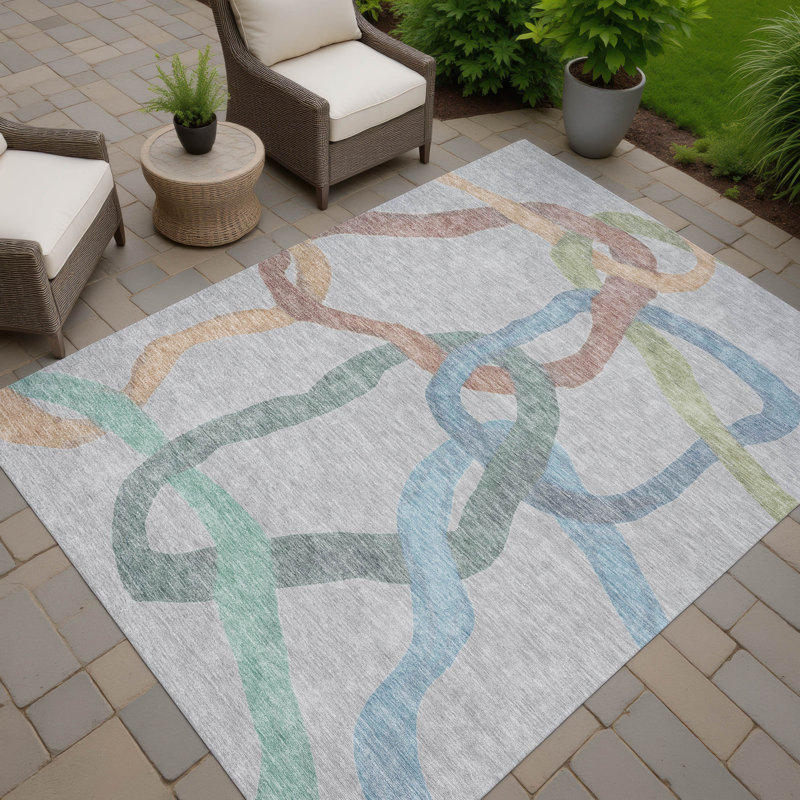 Machine Washable Indoor/Outdoor Chantille ACN2394 Abstract Rug, Rectangle 5' x 7'6"